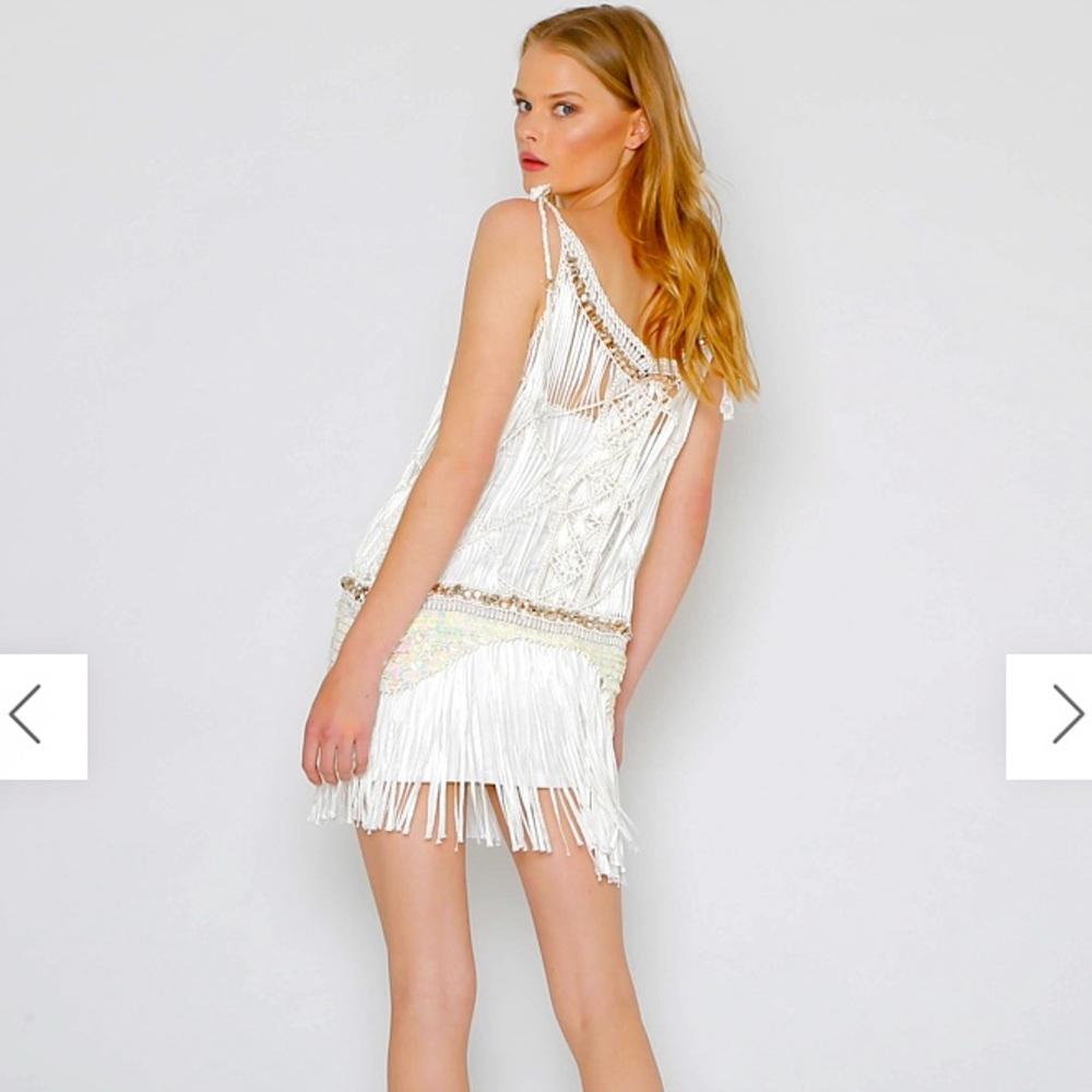 NEW IXIAH x Free People Sombre Crochet Beaded Sequin Dress white Small MED NWT - Picture 16 of 16